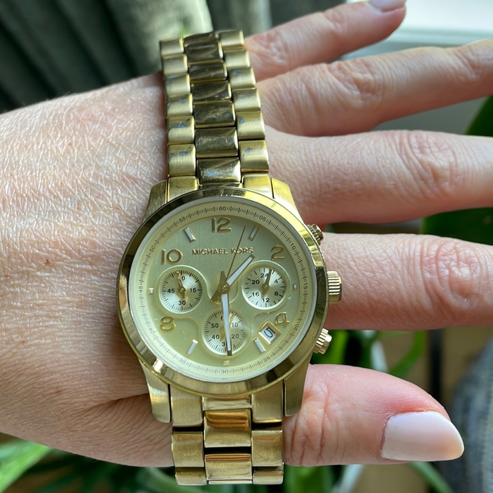 MICHAEL KORS TIBBY MULTIFUNCTION GOLD-TONE STAINLESS STEEL WATCH